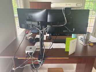 COMPLETE WFH / Office Mega Bundle - 2 Monitors, Arms, Keyboards, 4K Poly Bar & Tech Accessories