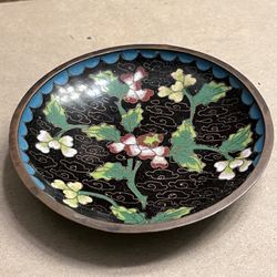 Antique Chinese Export Enamel Copper Cloisonné Dish Bowl Plate Early 20th c.