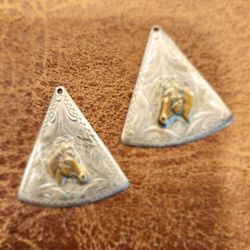 Diablo Silver Horse Head Triangle Design Earrings