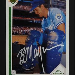 Brent Mayne Auto Upper Deck 72 Baseball Card