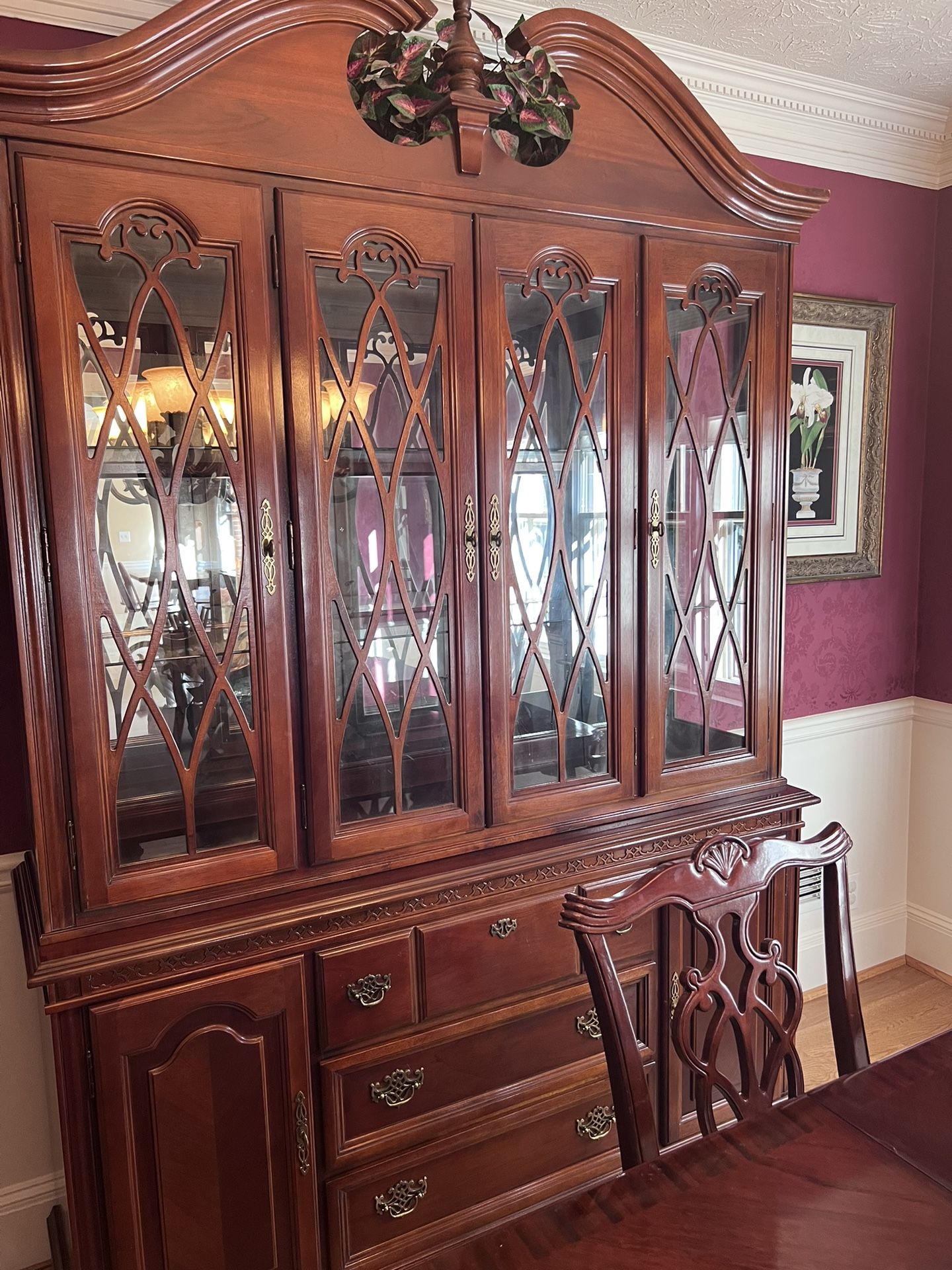 Cherry Dining Table and Hutch