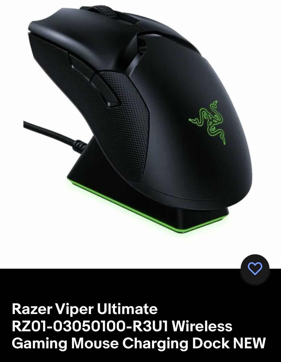 Razer Viper Ultimate RZ01-0(contact info removed)-R3U1 Wireless Gaming Mouse Charging Dock NEW