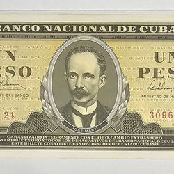 1 PESO 1965 UNC CUBA JOSE MARTI 