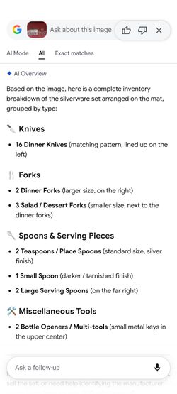 Complete set of silverware