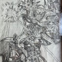 Original Pencil Art Super Hero 12x10