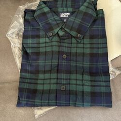Flannel Size M Lands End Blue/green Plaid