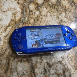 Playstation Psp Blue 1000 Phat Mod--ded Video Game Console 