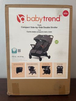 New In Box Baby Trend York Compact Side-By-Side Double Full Size Stroller - Cosmic Gray