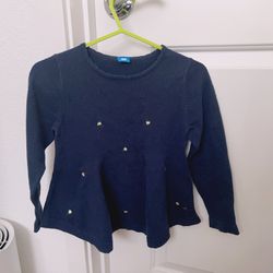 toddler girl sweater dress navy blue long sleeve sweater size 3T top  Comes from pet free smoke free home  Unbranded  Washed w detergent & sanitizer  