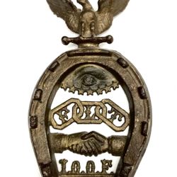 Antique Oddfellows IOOF Cast Iron Horseshoe with Eagle Friendship Good Luck