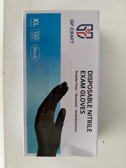 GP Craft Black Nitrile Medical Exam Gloves XL 100-Count (5)