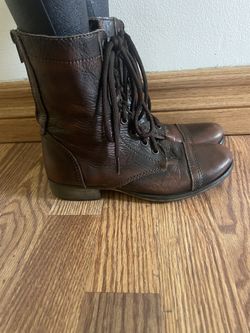 Brown Vintage Looking Combat Boots-Size 6