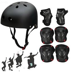 Adjustable Skateboard Skate Helmet with Protective Gear Set