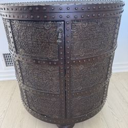 Liquor/ Wine Barrel Cabinet- Antique Finish 