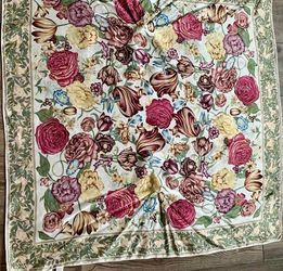 Vintage 100% silk scarf with romantic classical pattern. Up to $35. NOW $10