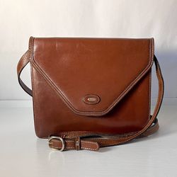 Classic Vintage Bally Crossbody Bag Brown Leather Purse Envelope Flap Bag 