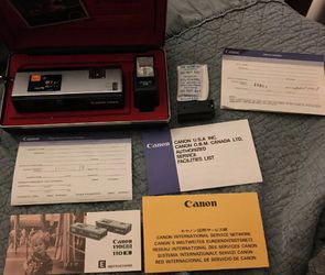 Vintage CANON 110ED 110 ED High End INSTAMATIC Camera KIT w/ Box, Flash, Manual