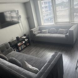 Modern Tufted Velvet Sofa Set – Excellent Condition