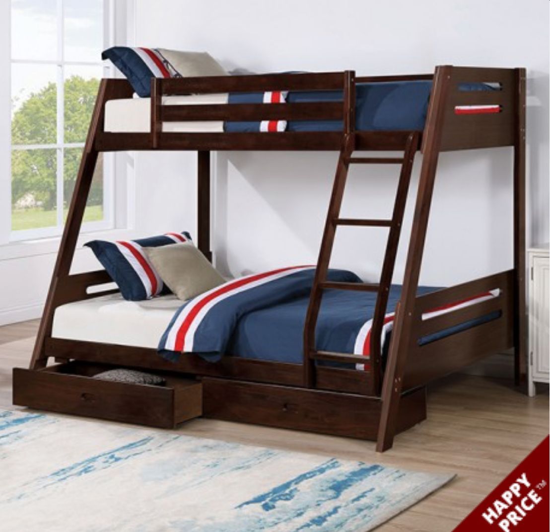 Literas. Cameron. Full/Twin Bunk Beds w/Mattresses
