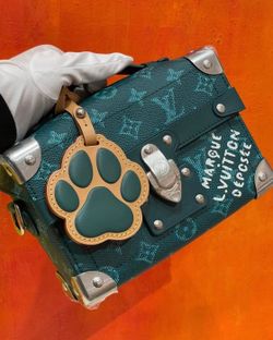 Monogram luxury small purse.  Green. Paw print accessory.