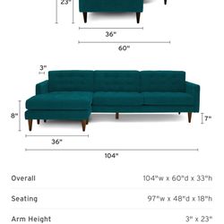 Joy Bird Elliot reversible Sectional Sofa