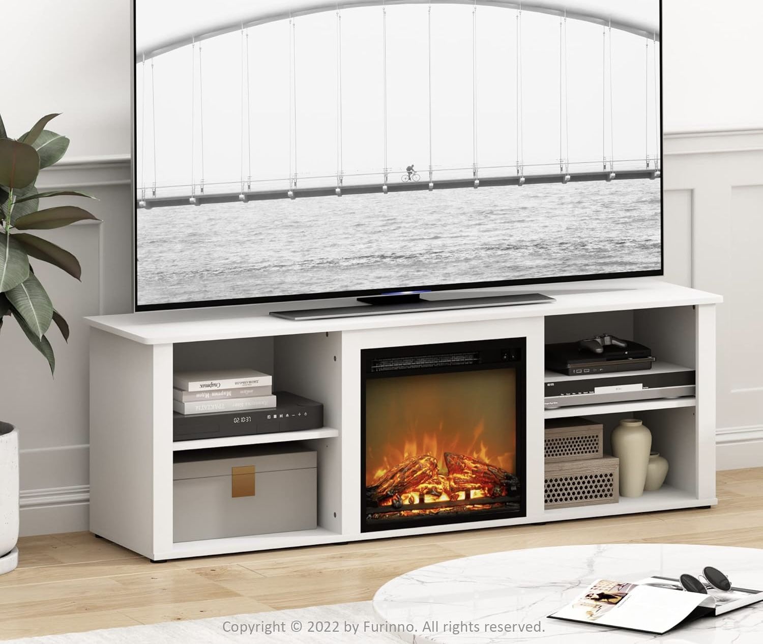 NEW TV Stand W/ Fireplace, Classic 70 Inch Fireplace TV Stand !