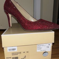 Michael Kors Dorothy Flex Pump Glitter Chain Mesh Red Heels US 7