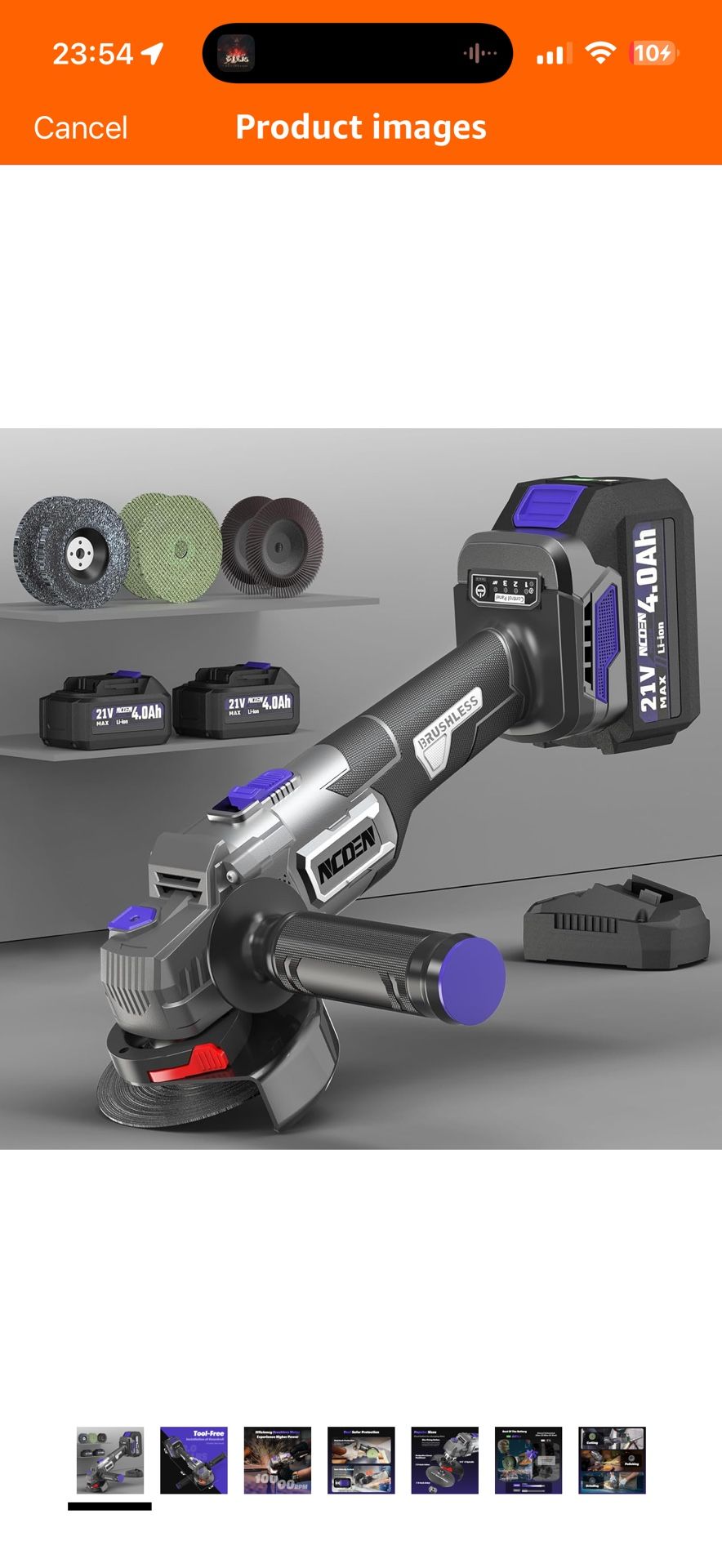 8.0ah Max Variable Speed Cordless Angle Grinder with Battery,100000Rpm High Performance,4-1/2 Angle Grinder Tool for Cutting/Grinding/Polishing Garage