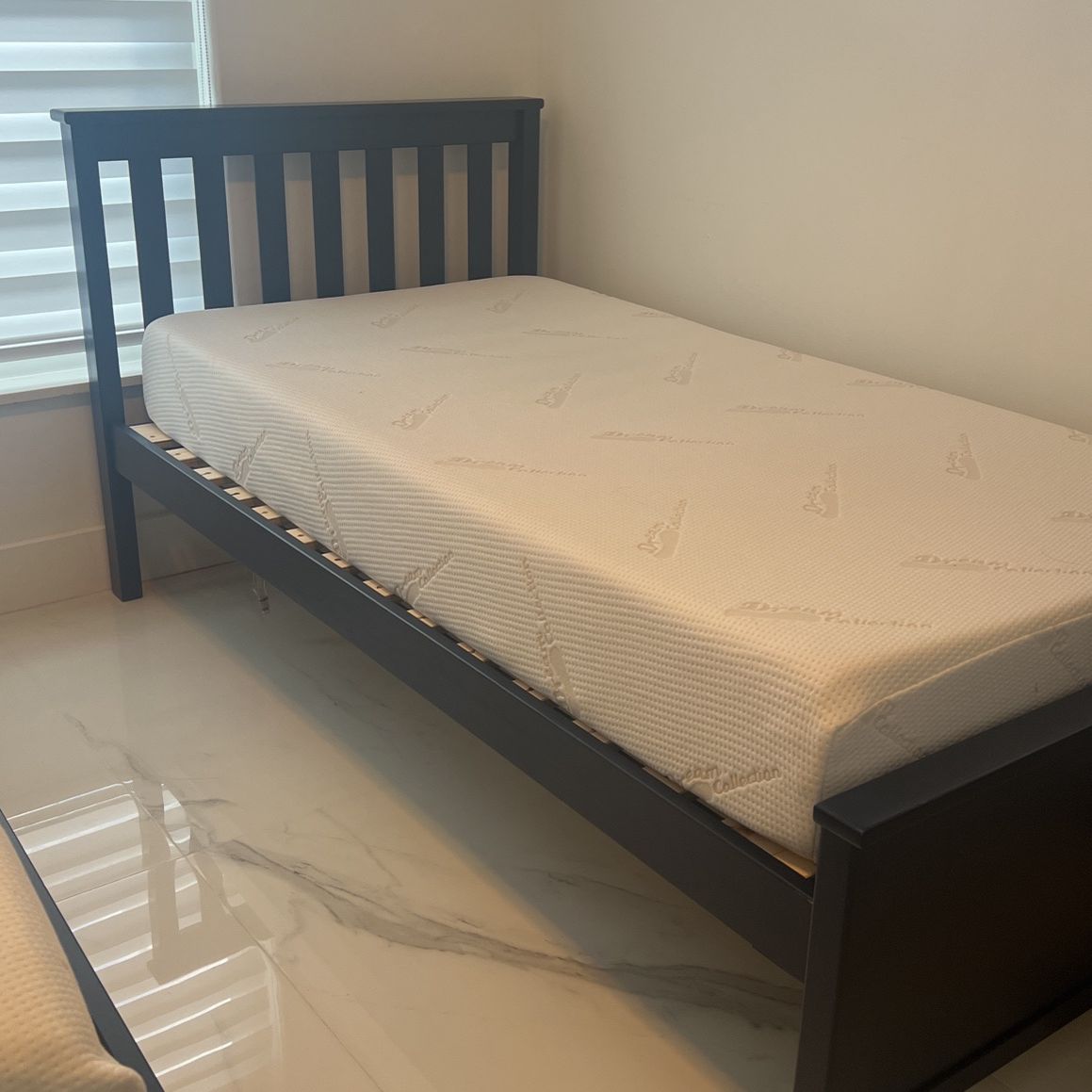 2 Twin  Blue Bed With Mattress 