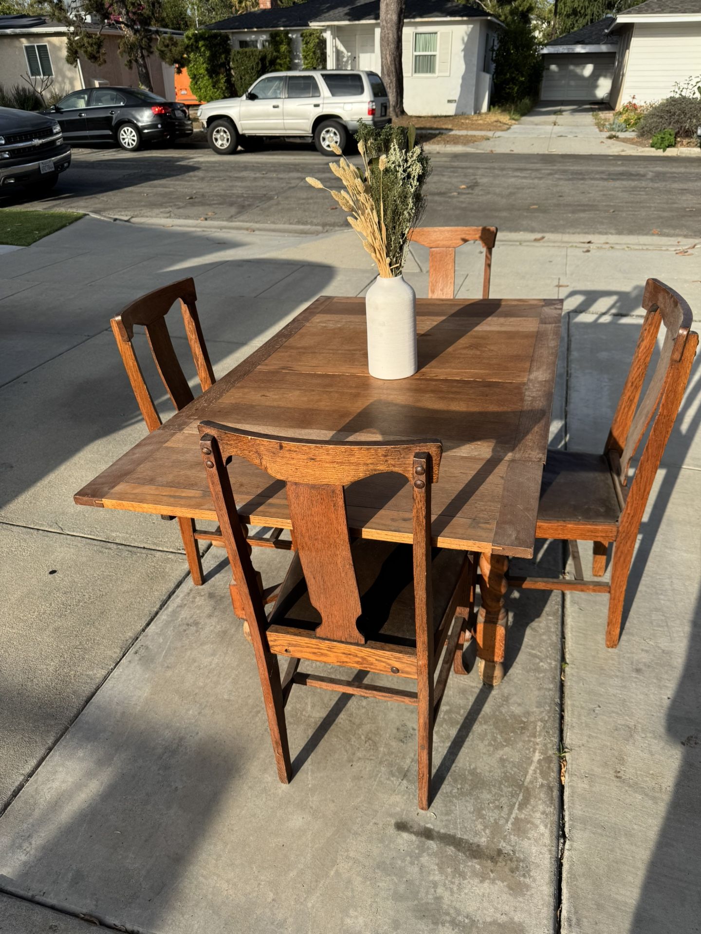 Vintage Hand Crafted Dining Set With Leafs