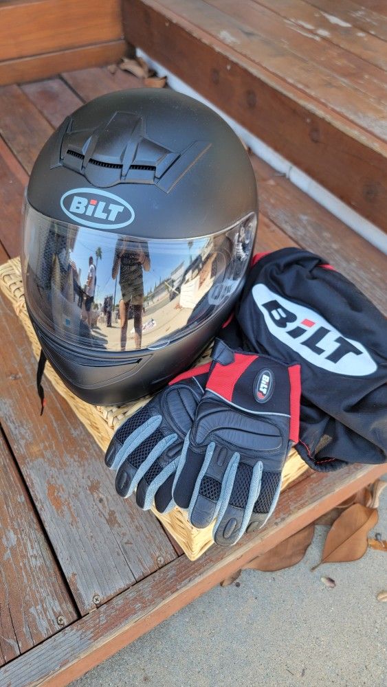 Bilt Blaze New Motorcycle Helmet XS With Gloves