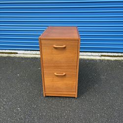 Mid Century Modern Teak Rolling File Cabinet 