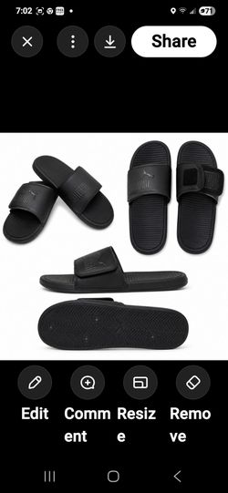 Puma Cool Cat Hook-and-Loop Black Slide Sandals