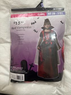 Red Vampiress Girls Halloween Costume Size M (8-10)