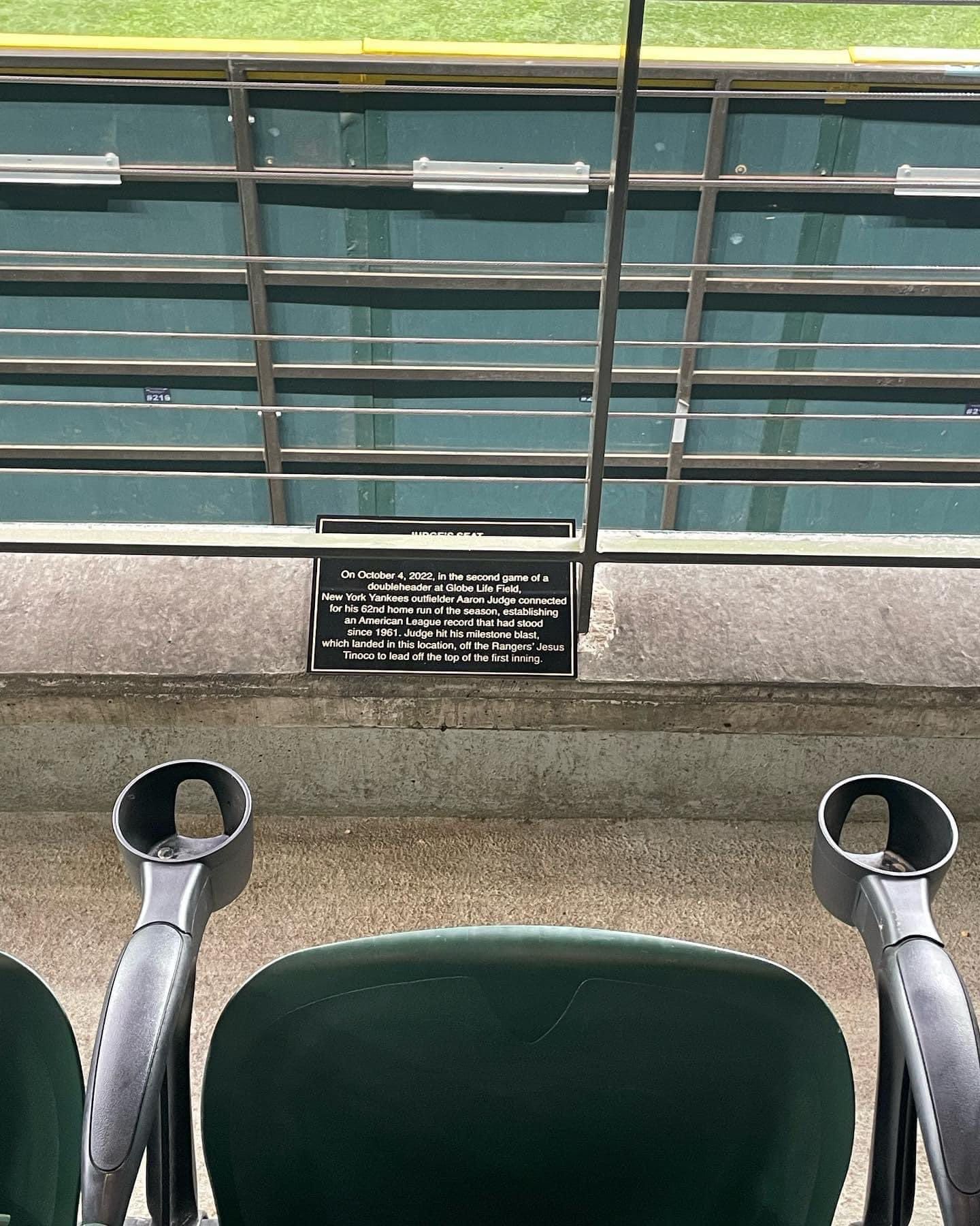 Judge 62nd Home run Plaque Globe Life Field Arlington, Texas