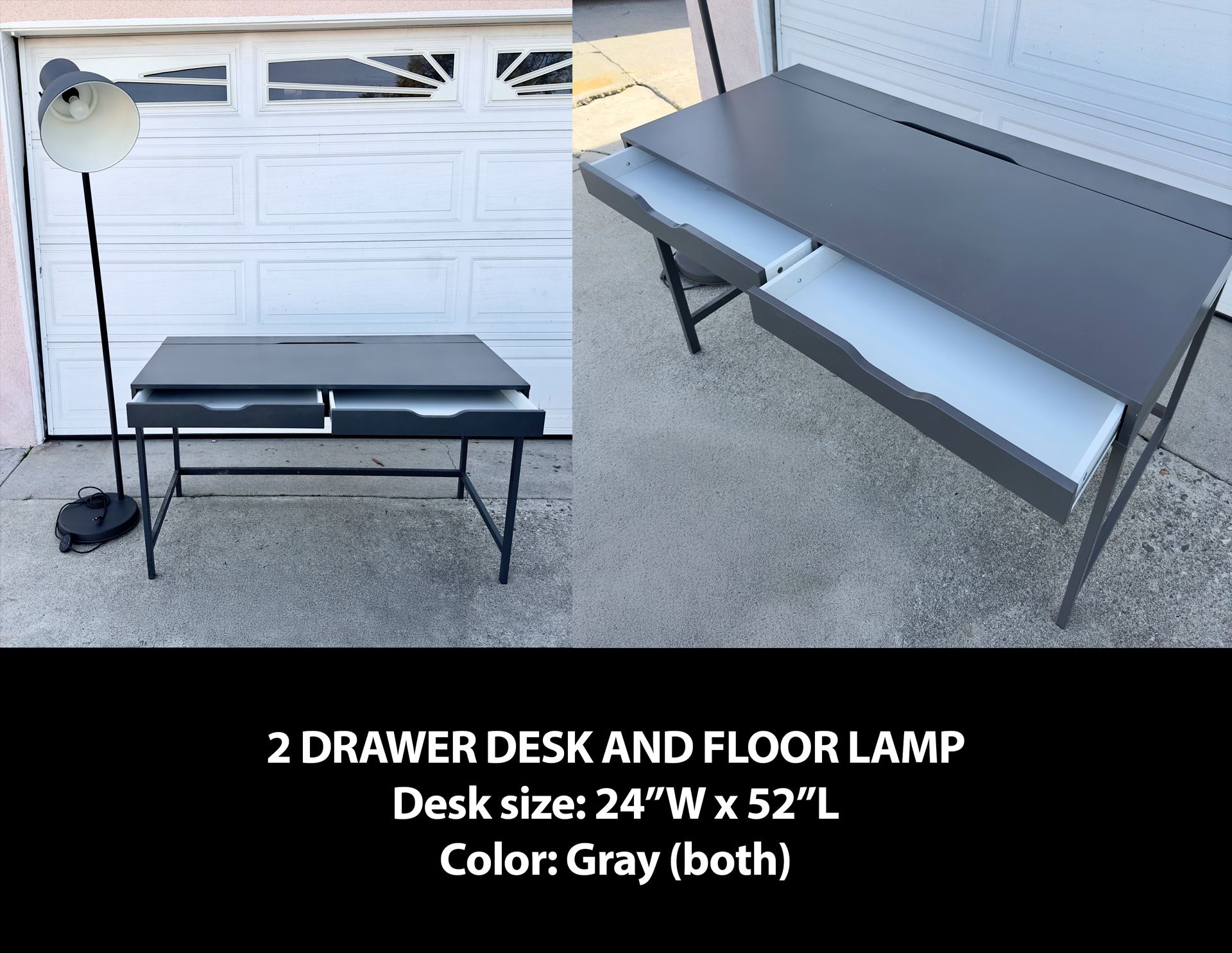 2 DRAWER DESK AND FLOOR LAMP
