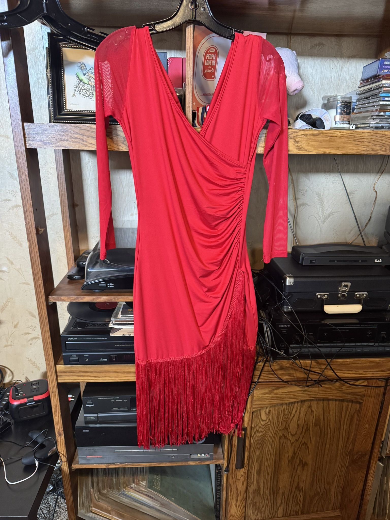 Latin Long Sleeve Fringe Dress 
