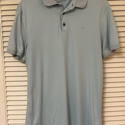 Calvin Klein Men’s Blue Short-Sleeve Liquid Touch Polo Shirt - Medium - VGUC
