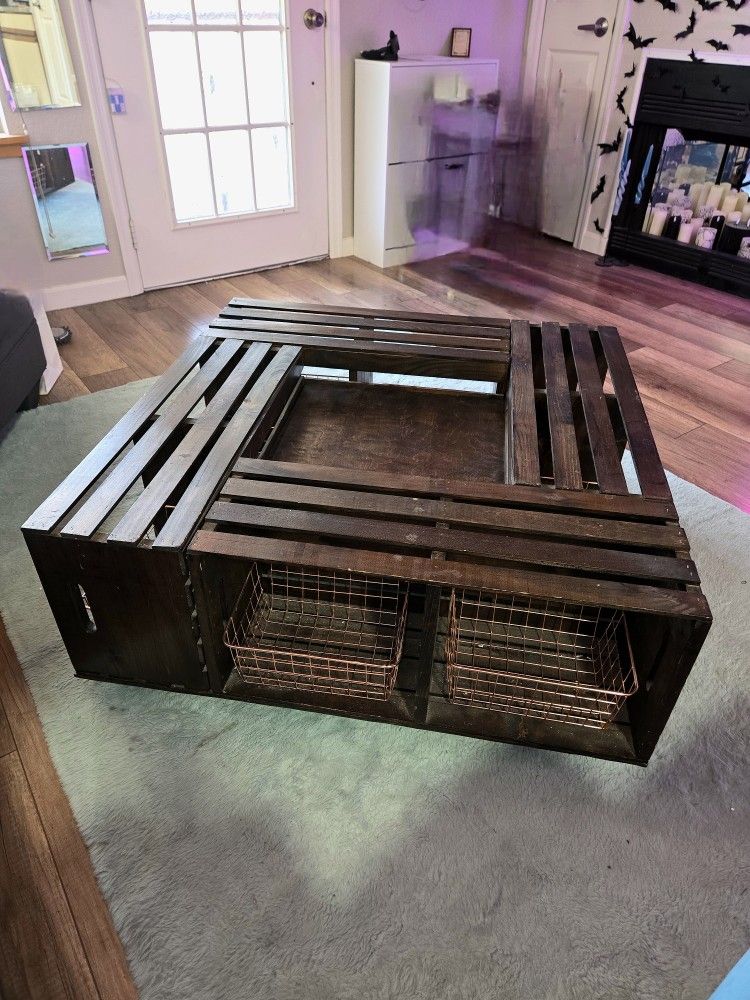 Crate Coffee Table On Wheels