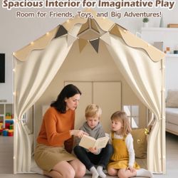 Kids Play Tent with Padded Mat & Lights