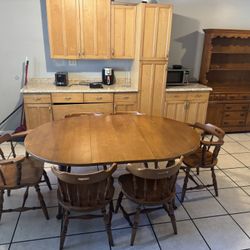 Wood Table And Cabinet 