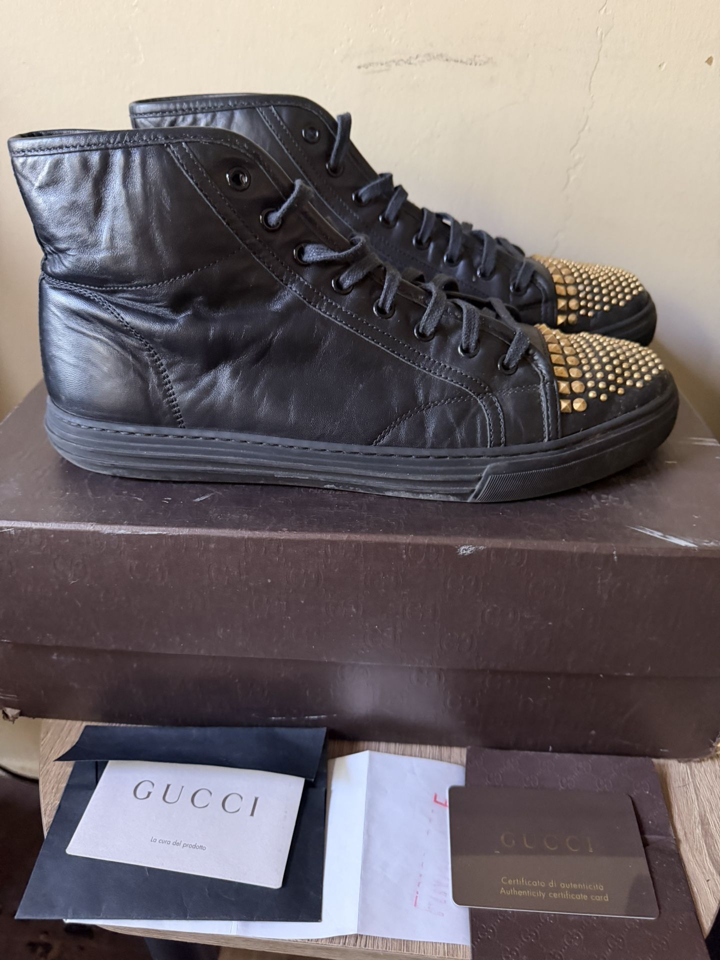 Authentic Gucci Hightop Leather Studded Shoes