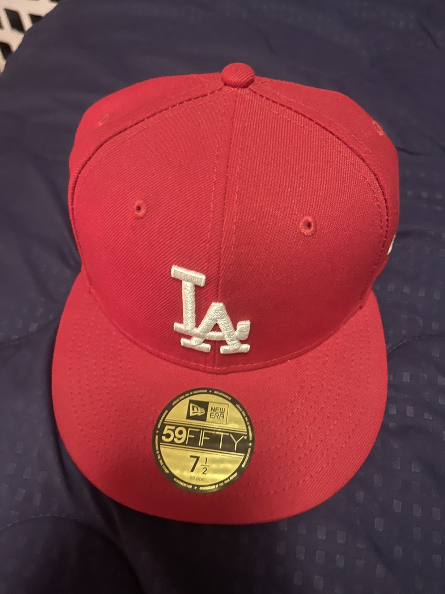 Dodgers Hat Red And White , Size 7 1/2