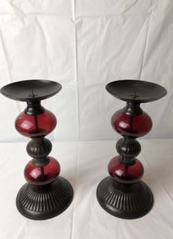 Glass and brass candle holders