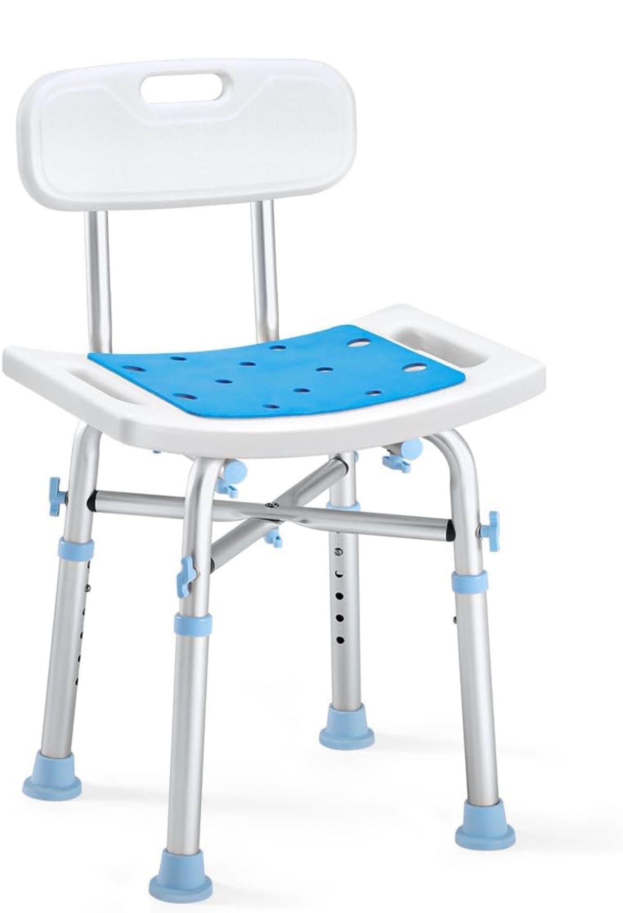 Heavy Duty Shower Chair with Back 500lb, EVA Padded Bath Seat with Height Adjust