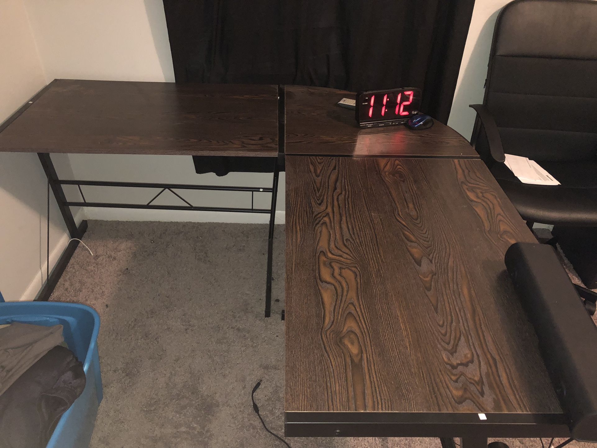Brown Faux Wood Table Corner Table Corner Desk