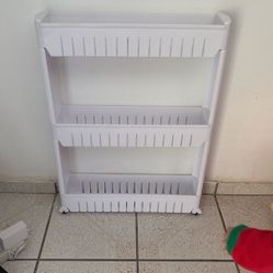 New In Box Slim White Rolling 3 Tier Storage Cart