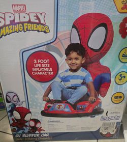 Spidey ride on bumper car with inflatable character, lights and sound