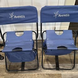 (2) Aventis Golf Gallery Patron Folding Seats With Storage Cooler Under Seat