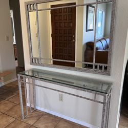 Console table and Mirror. 